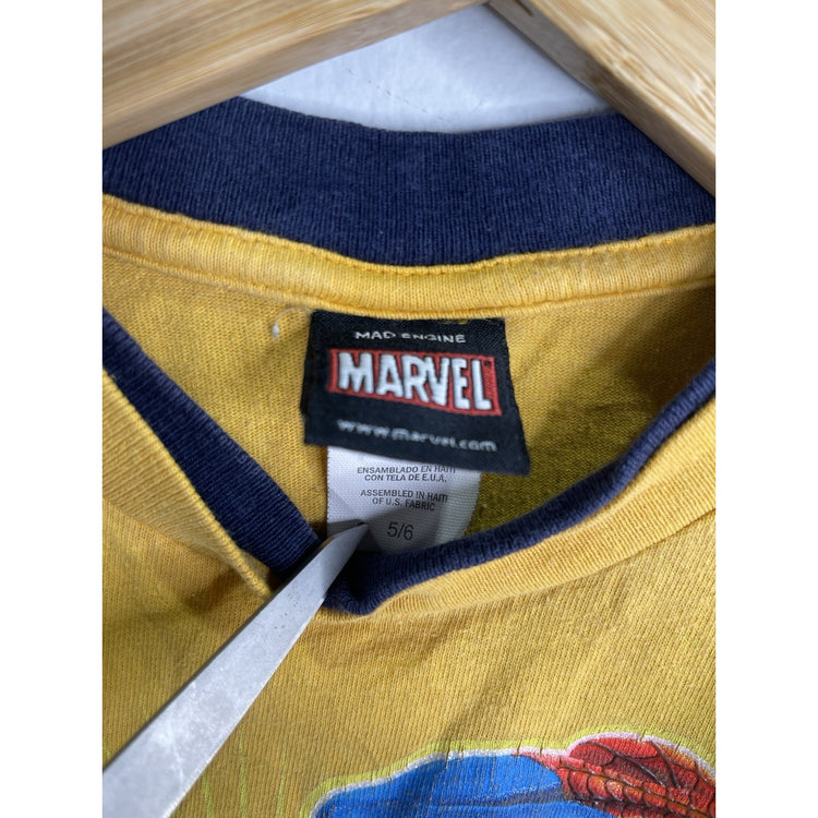 Vintage Yellow Spider-Man Kids Youth M 5/6 Graphic Long Sleeve Shirt Cartoon