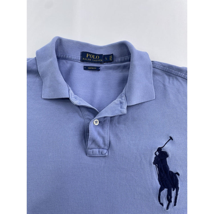 Mens Polo Ralph Lauren Size Large Light Blue Collard Shirt