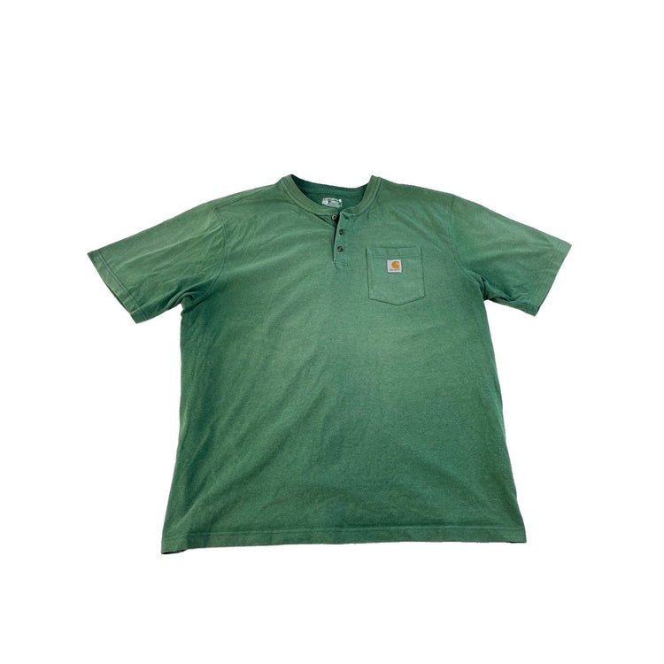Mens Carhartt Loose Fit Short Sleeve Henley T-Shirt Green Size 2xl