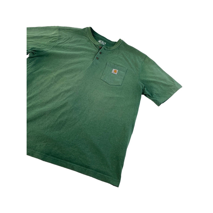 Mens Carhartt Loose Fit Short Sleeve Henley T-Shirt Green Size 2xl