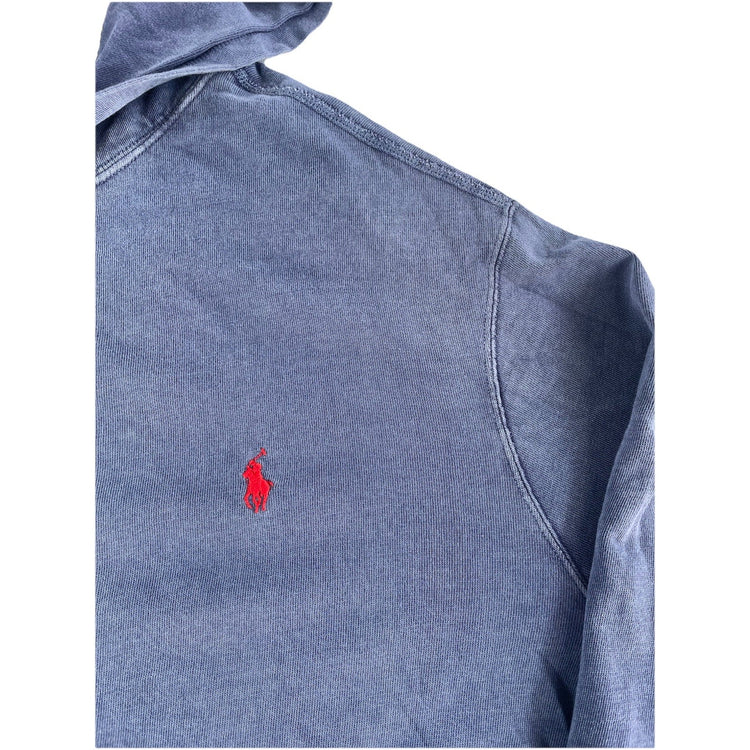 Men’s Polo Ralph Lauren Distressed Blue Zip Up Hoodie Size Xl