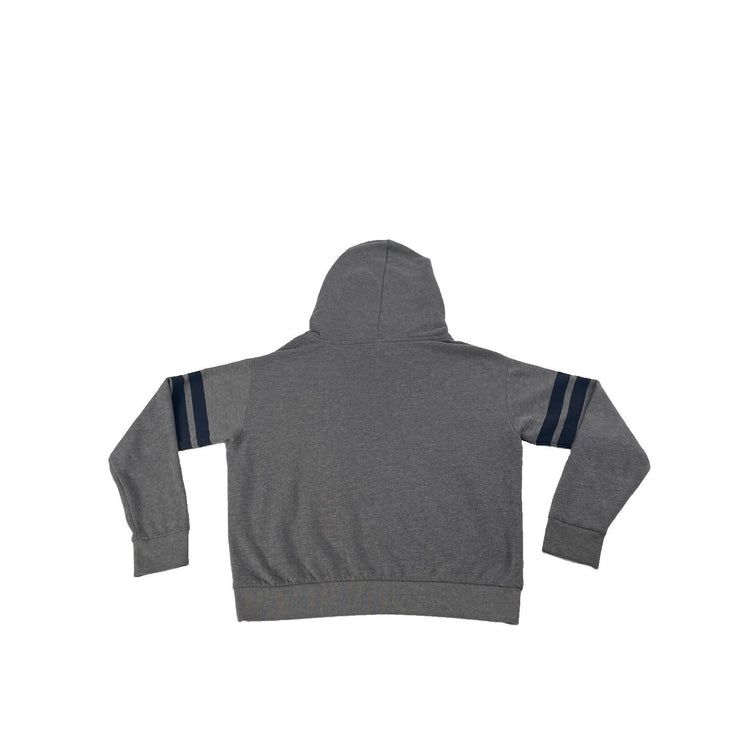 Womens PINK Victoria Secret Heather Gray Pullover Hoodie Stripe Sleeve Size S