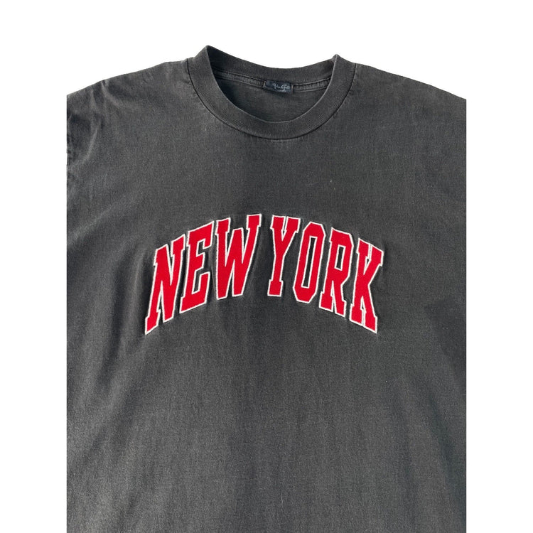Mens John Galt Black Faded Red Arched New York Graphic Boxy T-Shirt Size L