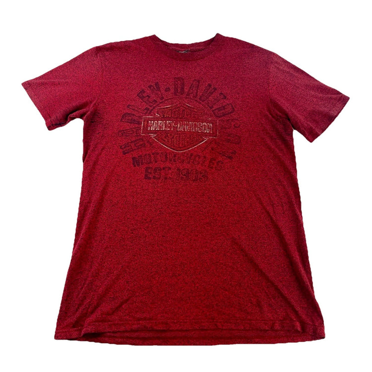 Mens Harley Davison Basic Red Space Dye Skull T-shirt Size S