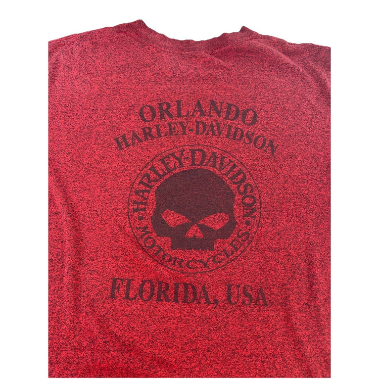Mens Harley Davison Basic Red Space Dye Skull T-shirt Size S