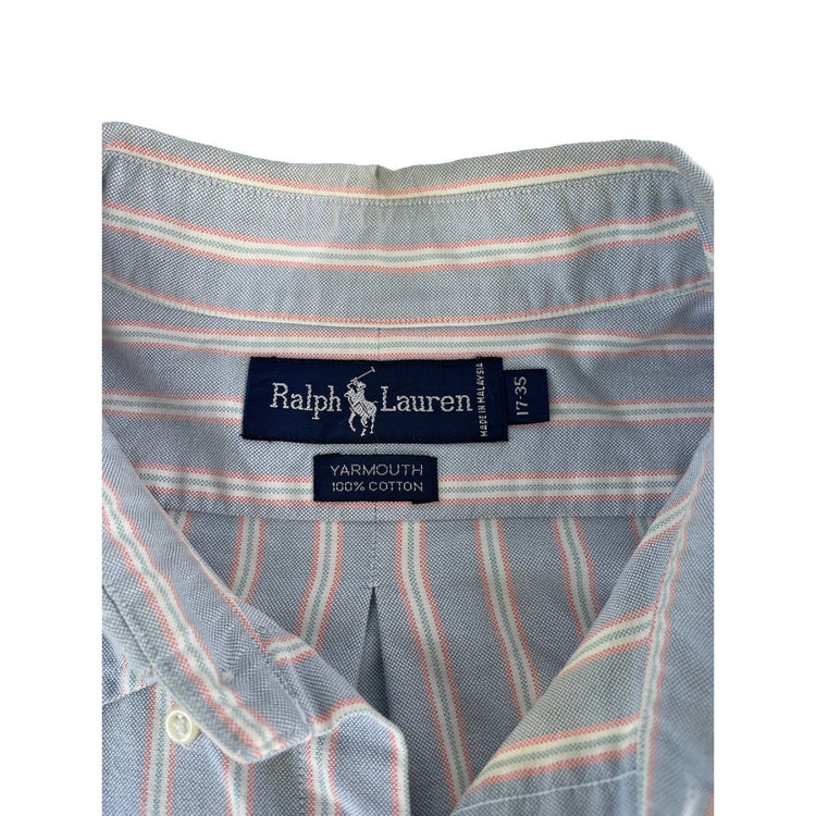Mens Polo Ralph Lauren ‘Yarmouth’ Blue Striped Button Down Shirt Size 17-35