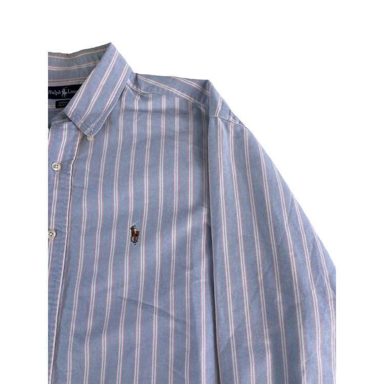 Mens Polo Ralph Lauren ‘Yarmouth’ Blue Striped Button Down Shirt Size 17-35