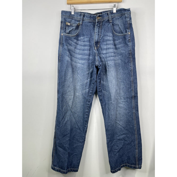 VTG Y2K Men’s Dark/Light Blue Wash Southpole Baggy Denim Jeans 38x30