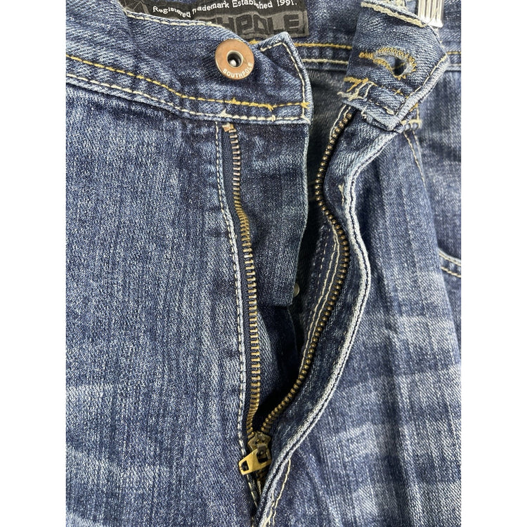 VTG Y2K Men’s Dark/Light Blue Wash Southpole Baggy Denim Jeans 38x30