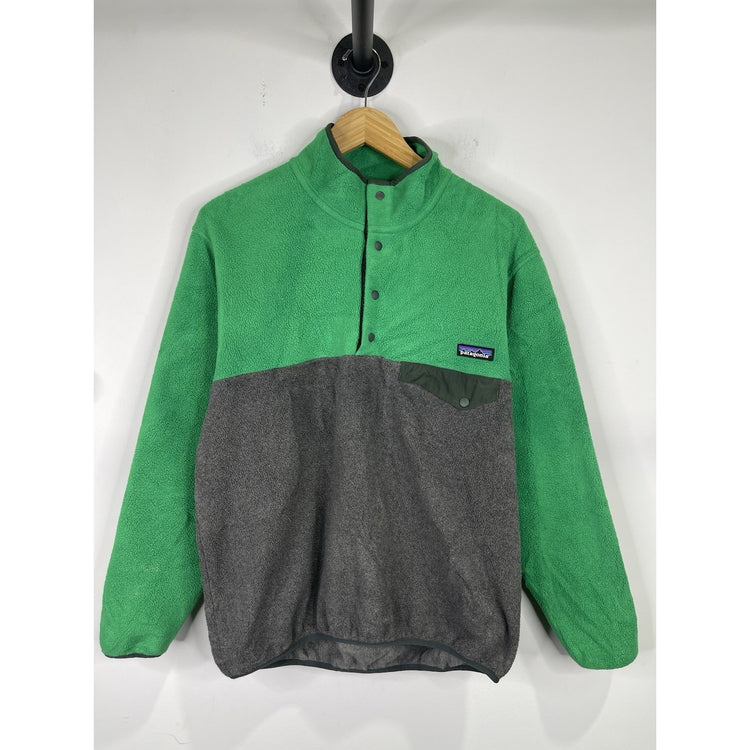 Patagonia Sweater mens Small green fleece Synchilla 1/4 snap pullover gray