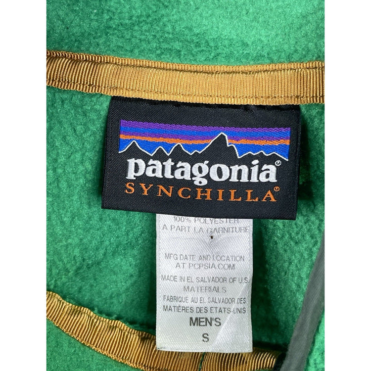 Patagonia Sweater mens Small green fleece Synchilla 1/4 snap pullover gray