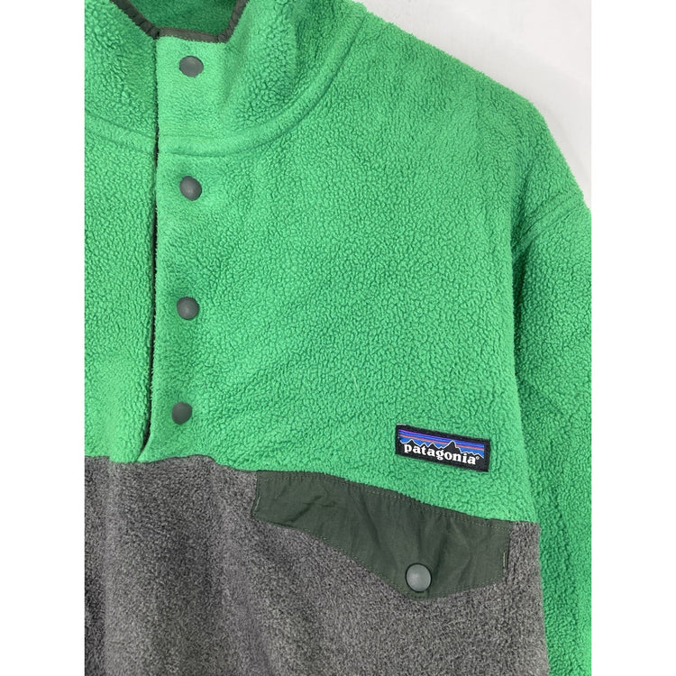 Patagonia Sweater mens Small green fleece Synchilla 1/4 snap pullover gray