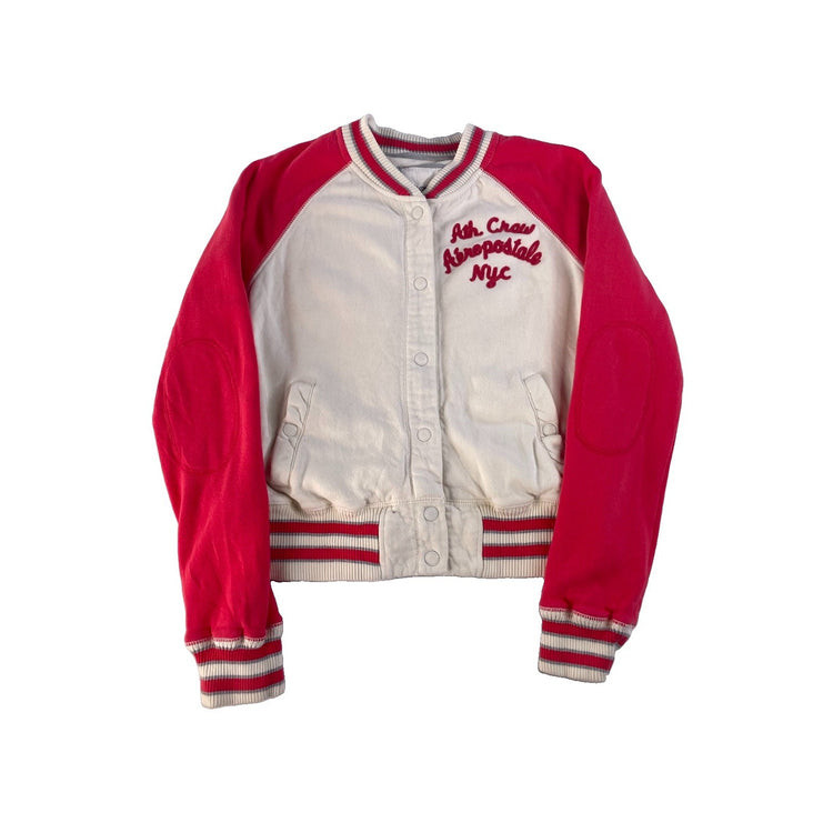 Womens Aéropostale Red & White Varsity Bomber Jacket Size Large