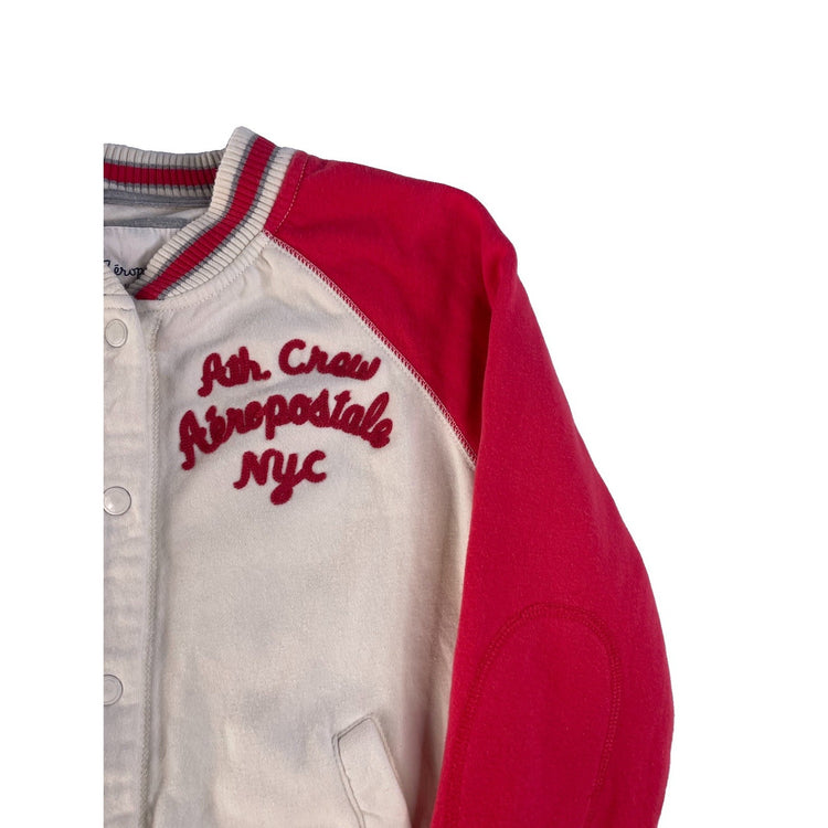 Womens Aéropostale Red & White Varsity Bomber Jacket Size Large