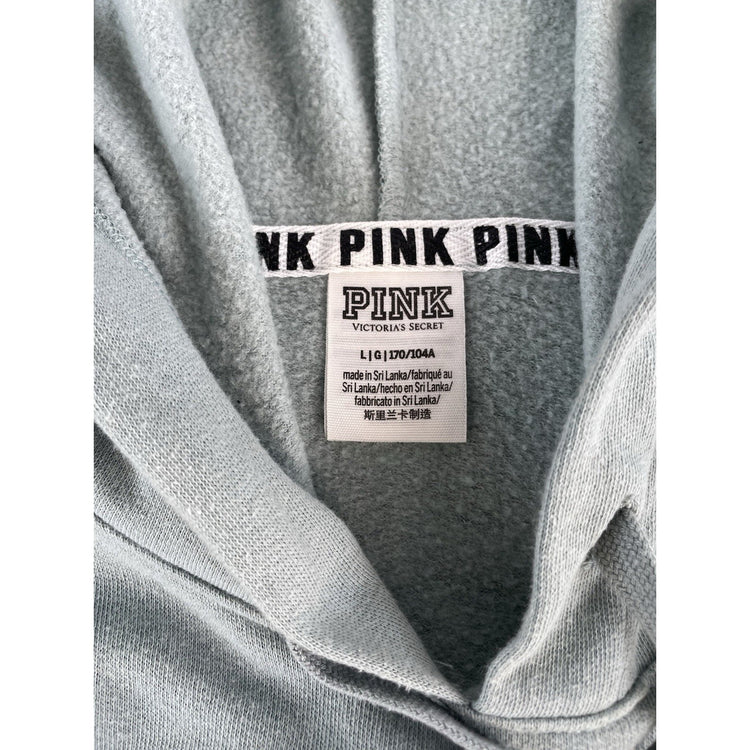 Womens Victoria's Secret PINK Mint Green Cropped Graphic Hoodie Size L