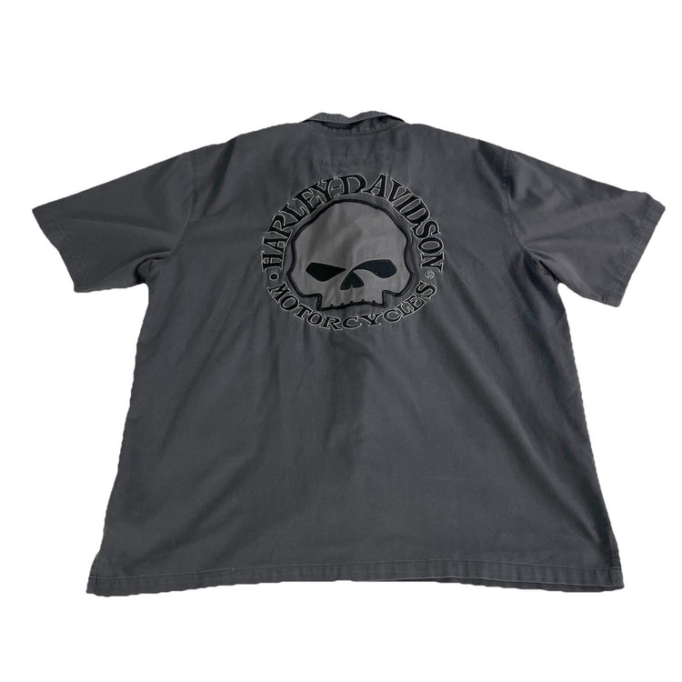 Mens Harley Davidson Willie G Skull Embroidery SS ButtonUp Shirt Size Xl
