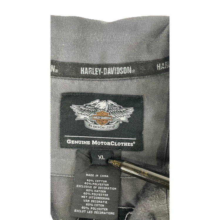 Mens Harley Davidson Willie G Skull Embroidery SS ButtonUp Shirt Size Xl