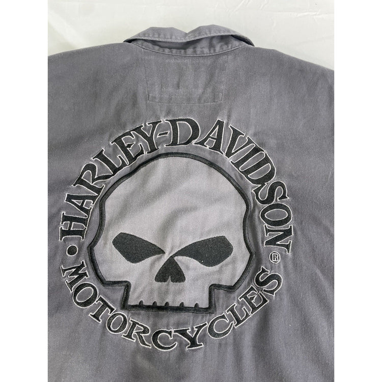 Mens Harley Davidson Willie G Skull Embroidery SS ButtonUp Shirt Size Xl