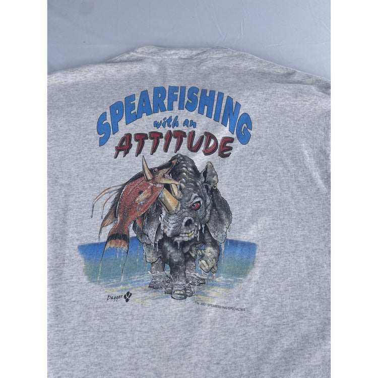 Mens 2001 Hanes Gray Spearfishing Specialties T Shirt Size XL