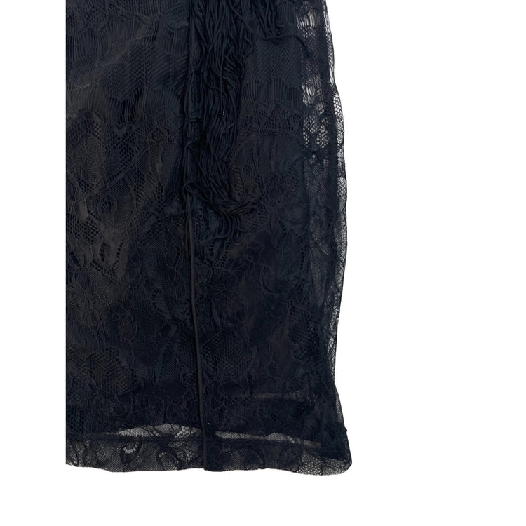 Womens Bebe Black Lace Fringe Detail Formal Dress Size 0