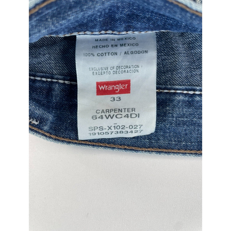Mens Wrangler Blue Denim Workwear Hammer Loop Carpenter Shorts SIZE 33