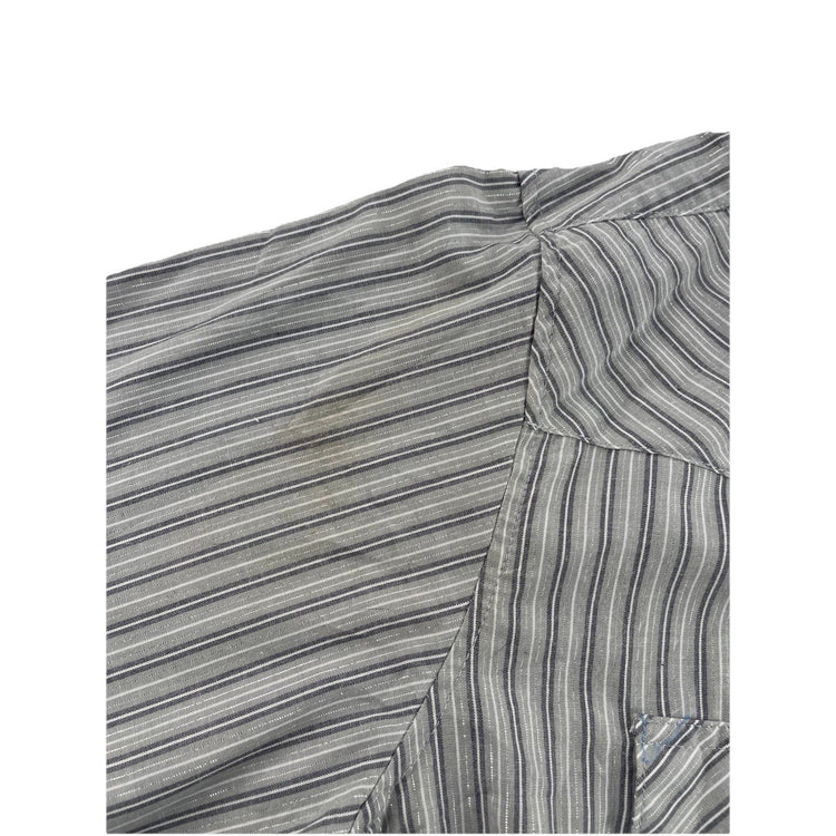 Men Wranglers Western Vertical Gray&White Stipes SnapDown LongSleeve Shirt SZ XL