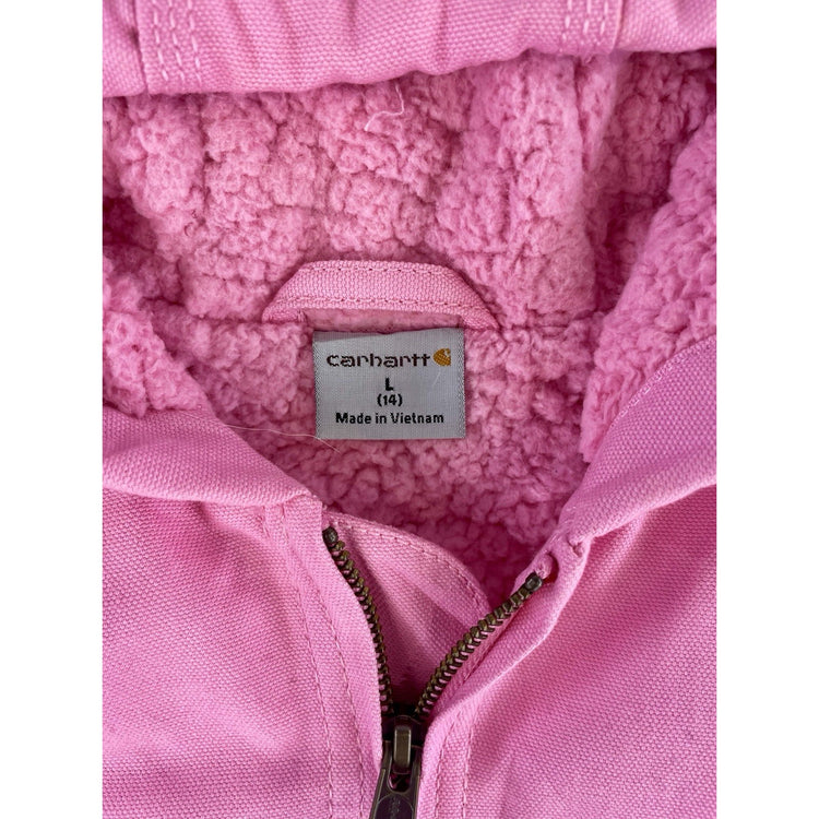 Girls Carhartt Pink Full-Zip Sherpa Lined Coat Size L