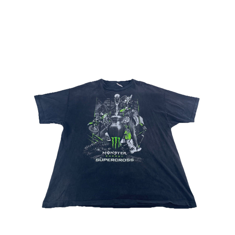 Mens Vintage Monster Energy Supercross Black Graphic T Shirt Size 2XL
