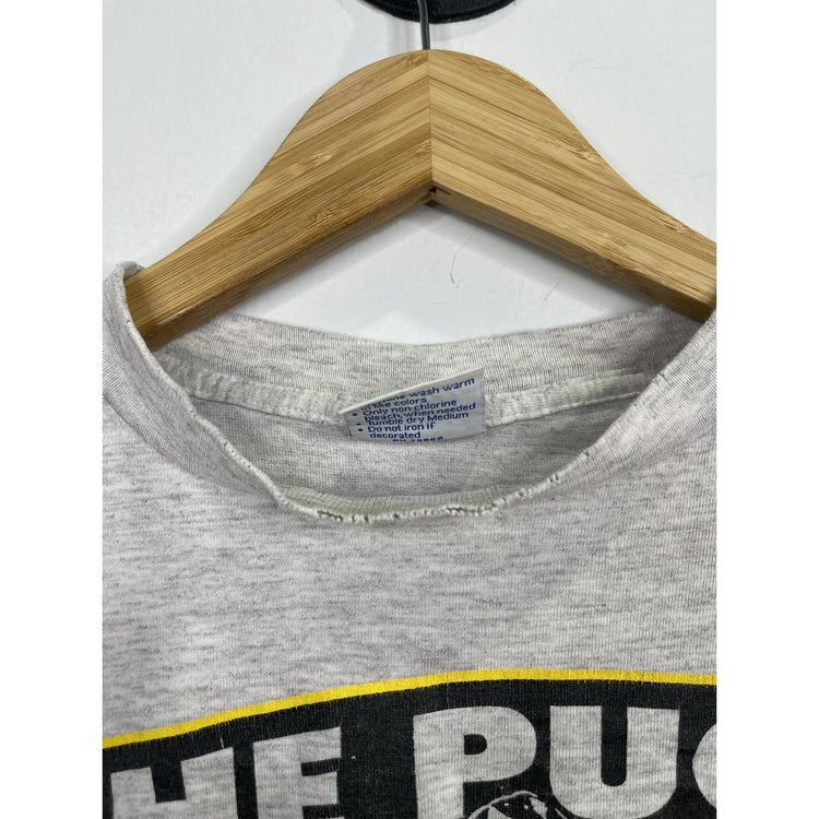 Vintage Mens “The Puck Stops Here” Blazers Hockey Grey T-shirt Size L