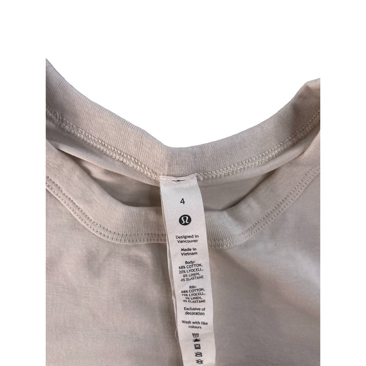 Womens Lululemon Short Sleeve Crewneck T-Shirt Beige Tan Size 4