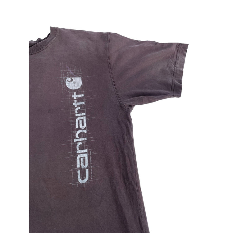 Mens Carhartt Brown Solid Tee Side Logo Size Xl Distressed