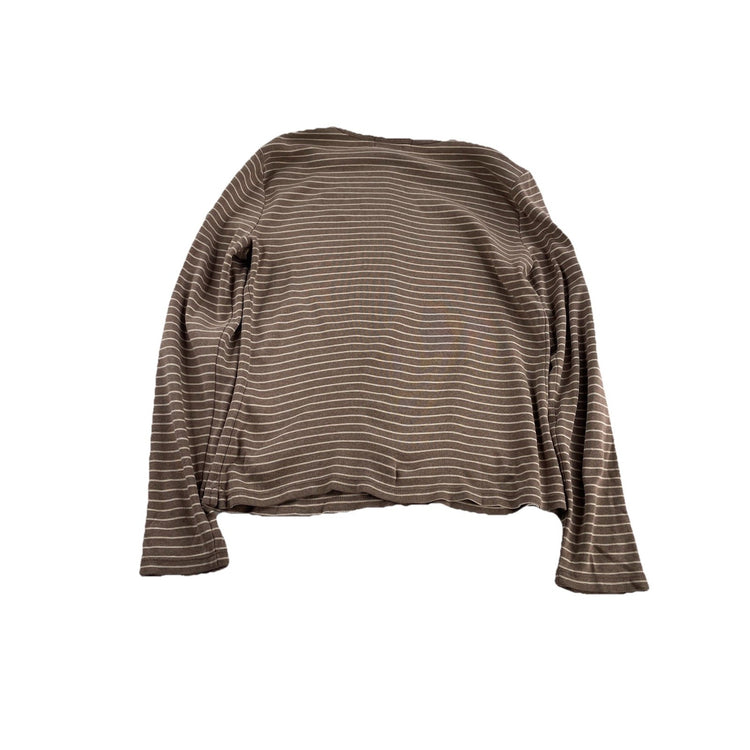 Womens Lauren Ralph Lauren Size Medium Tan Striped Long Sleeve
