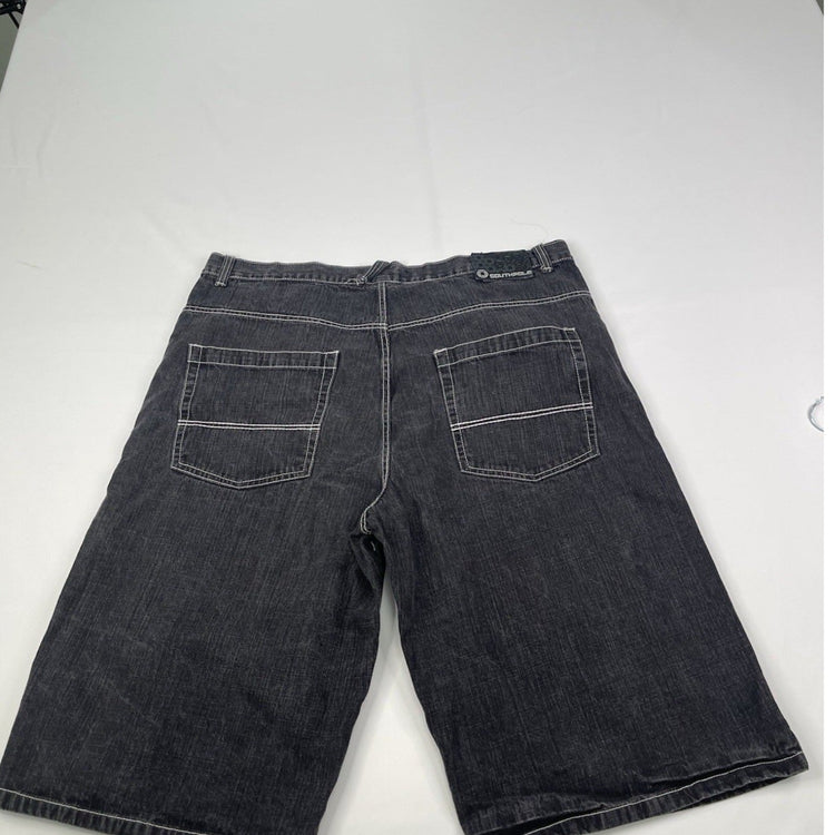 Y2K Black Dark Wash Denim Southpole Baggy Shorts 46x17
