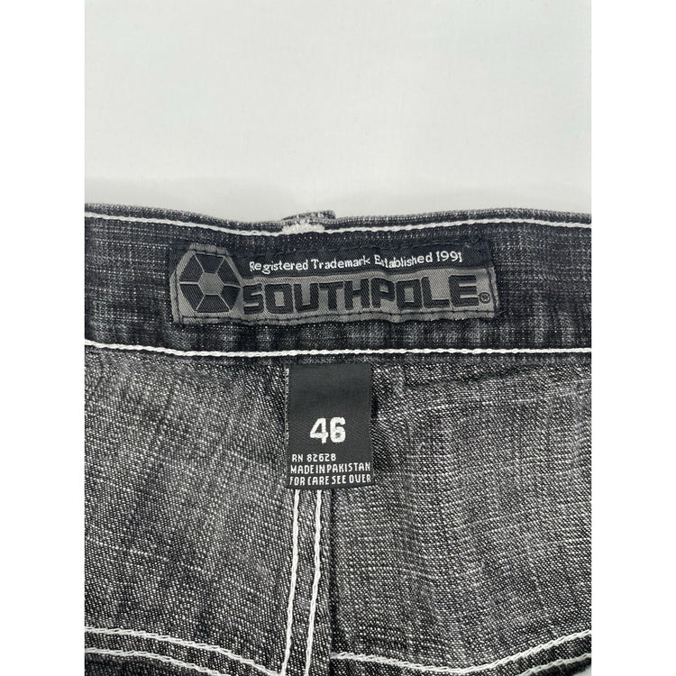 Y2K Black Dark Wash Denim Southpole Baggy Shorts 46x17