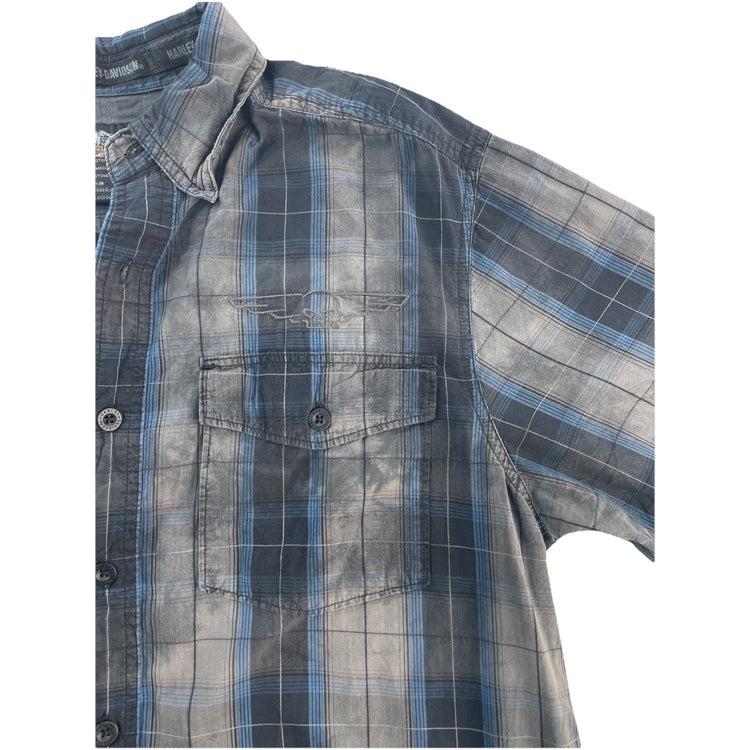 Men’s Harley Davidson Genuine Motorclothing Plaid ButtonUp SS Shirt Size L