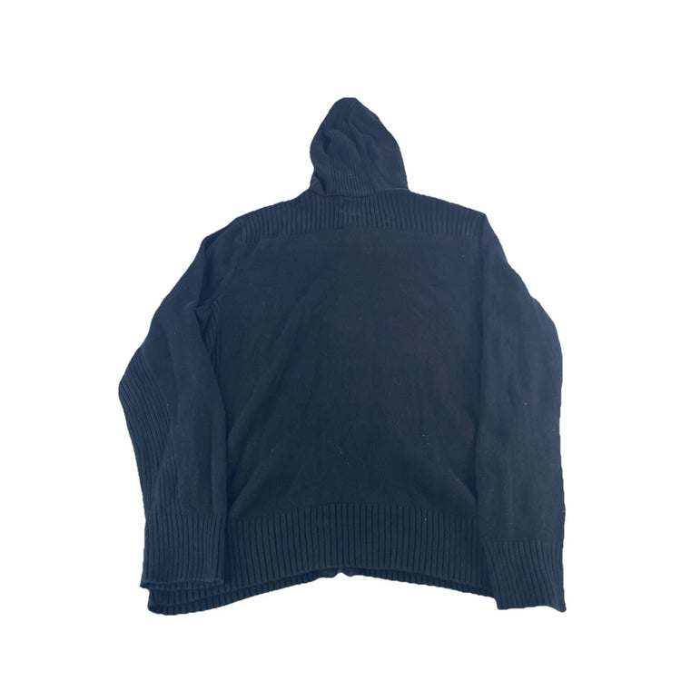 Men’s Gap Black Full-Zip Hooded Sweater Ribbed Knit Size L