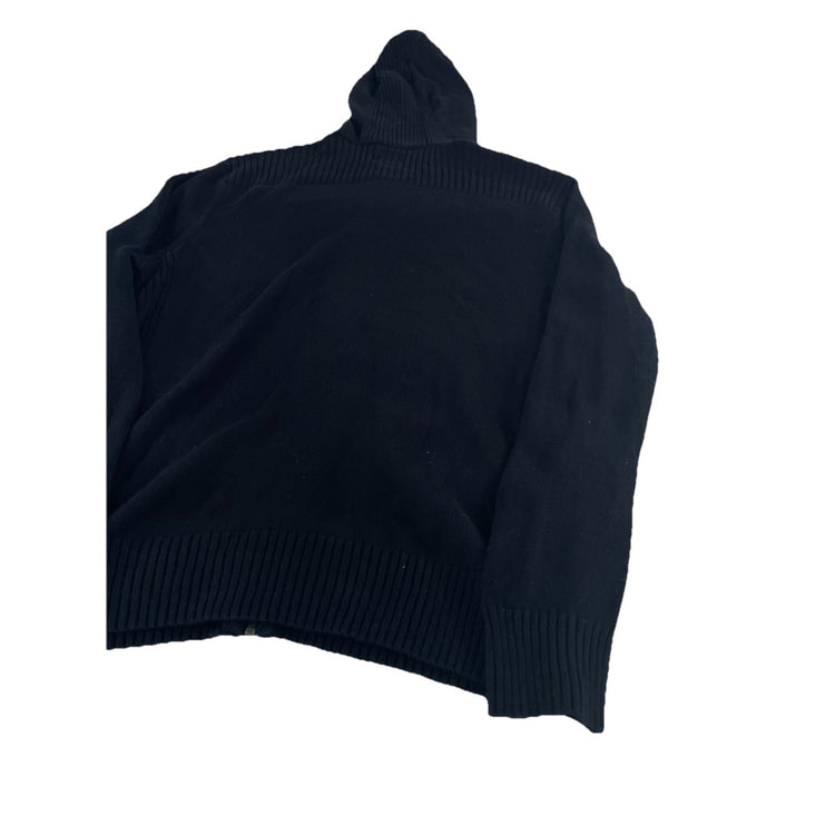 Men’s Gap Black Full-Zip Hooded Sweater Ribbed Knit Size L
