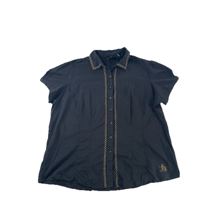 Womens Harley Davidson Black Embroidered Button Up Shirt Size 1X