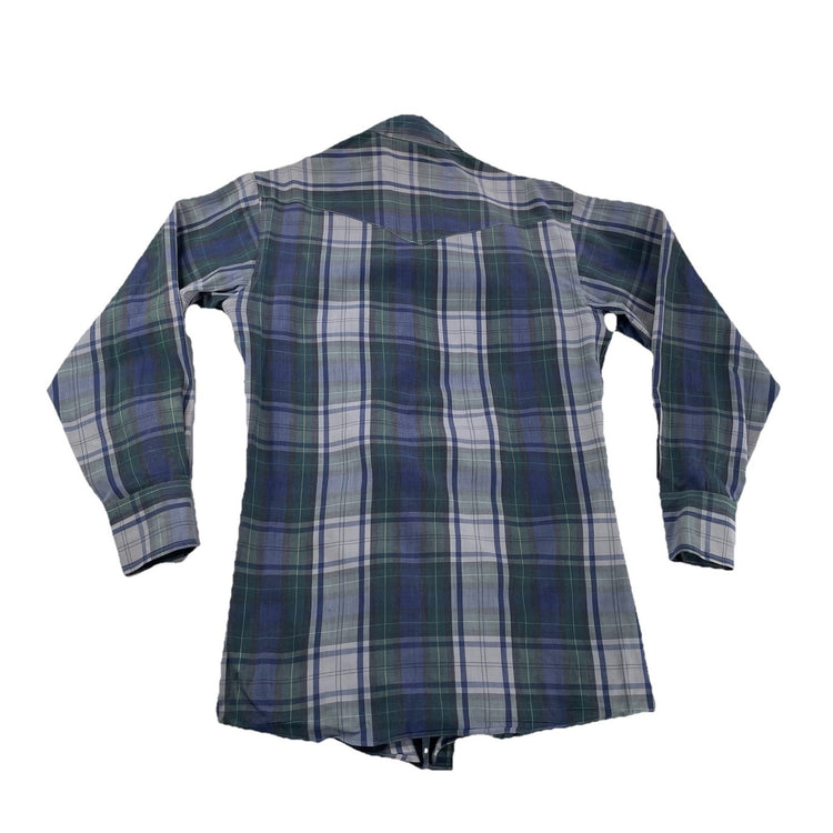Mens Vintage Panhandle Slim-Fit Long Sleeve Western Plaid Shirt Size 14 1/2 33