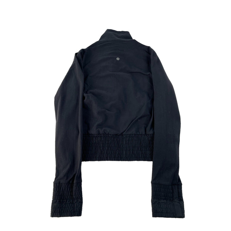 Women's Lululemon Athletica Black Full-Zip Ruched Hem Track Jacket Size 8
