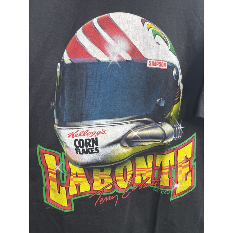 MEN’S VTG 90s TERRY LABONTE KELLOGG'S CORN FLAKES BIG HELMET NASCAR SHIRT XL