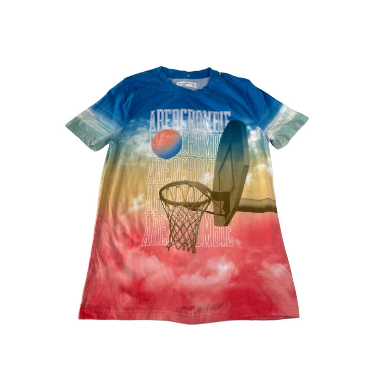 Boys Abercrombie Kids Multicolor Tie Dye Basketball Graphic Tee Size 15/16