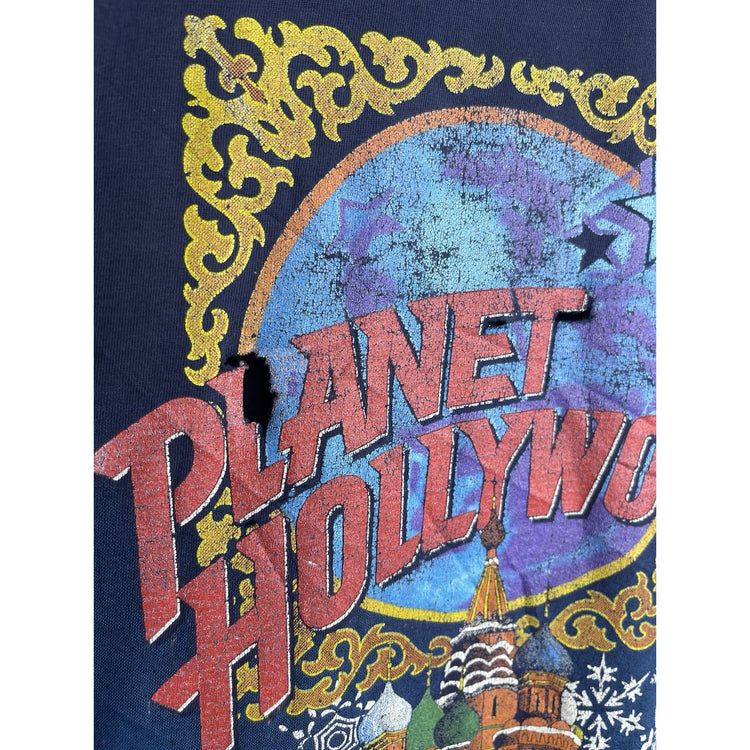 Men’s VTG Planet Hollywood Moscow T-Shirt Navy Blue 1991 USA Made Sz L