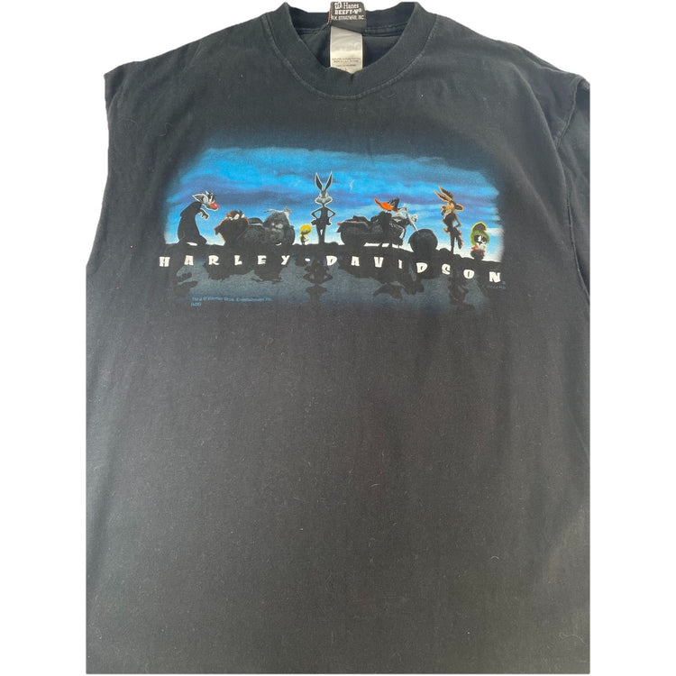 Mens Harley Davidson Looney Tunes Sleeveless Black Shirt Size L