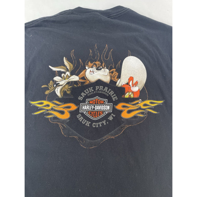 Mens Harley Davidson Looney Tunes Sleeveless Black Shirt Size L