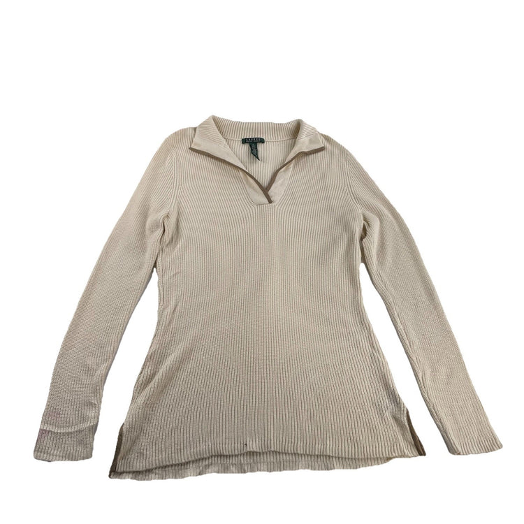 Womens Lauren Ralph Lauren Size XL White Mock Neck Knitted Sweater