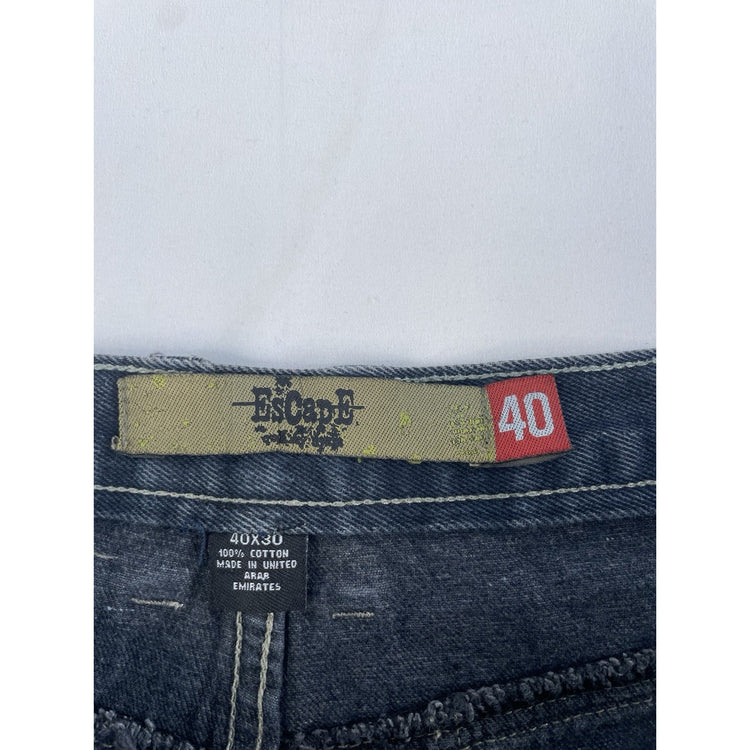 Mens Vintage Escape Baggy Streetwear Black Denim Pants Size 40x30