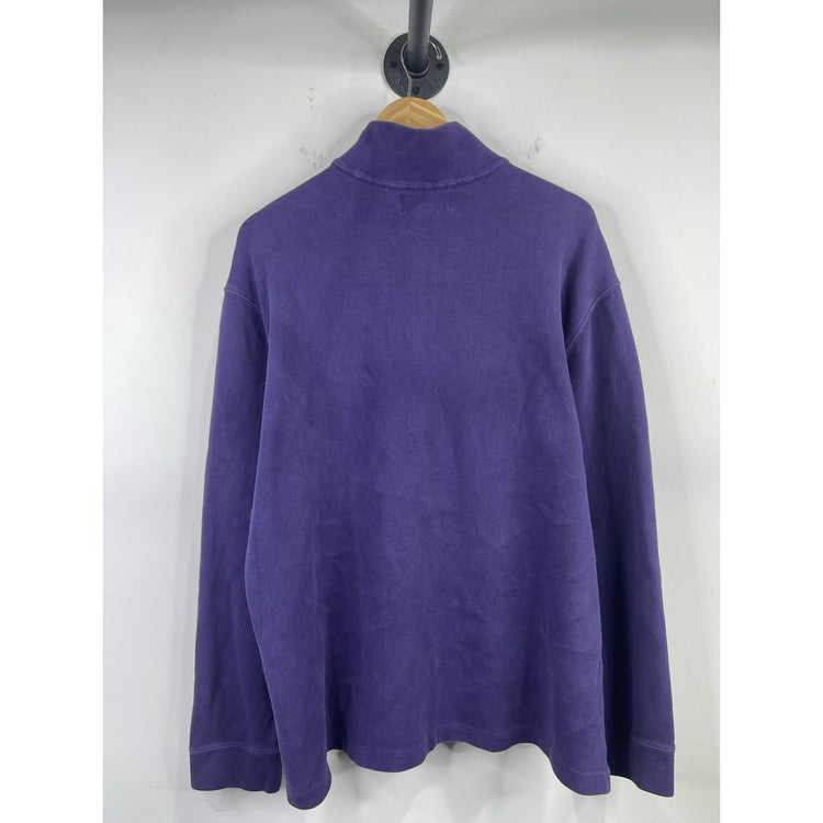 Vintage Polo By Ralph Lauren Purple Red Pony 1/4 Zip Long Sleeve Sweater Size XL
