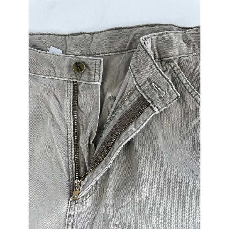 Mens Carhartt Gray B324 Canvas Work Dungaree Carpenter Jeans Size 34X32