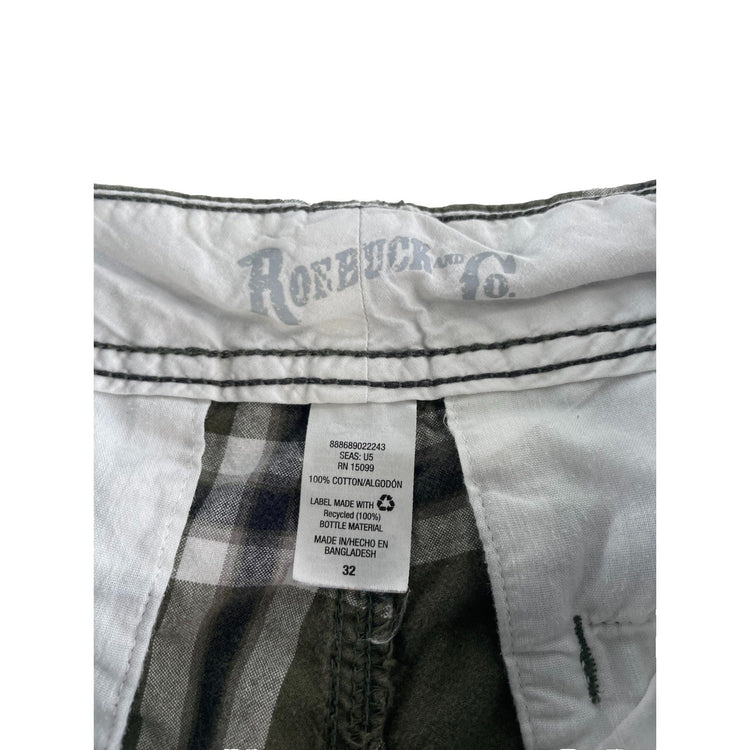 Mens Roebuck Co Multicolor Plaid Pattern Cargo Shorts Size 32